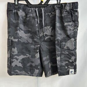 George Above Knee Stretch Pull On Shorts 9 Inch Inseam Elastic Mens Black Camo